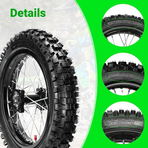 70/100-17 2.75-17 Front Wheel Tire Inner Tube Assembly for 125cc 140cc Dirt Pit Bike KLX125 KX85 TTR125 YZ85 YZ80 RM80 Taotao DB17 DB27 SR150 Apollo RFZ 125 Motorcycle Parts with 12mm Bearings in Saudi Arabia