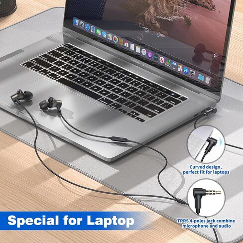 Wired Earbuds for School Chromebook Laptop PC, Noise Canceling Ear Buds with 3.5mm Plug in Audio Jack Mic/Mute HiFi Stereo Wired Headphones Corded Earphones for Kindle Fire Nintendo Switch MP3, Grey in Saudi Arabia