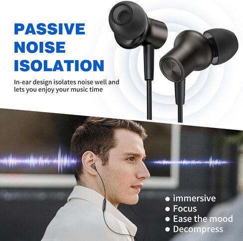 Wired Earbuds for School Chromebook Laptop PC, Noise Canceling Ear Buds with 3.5mm Plug in Audio Jack Mic/Mute HiFi Stereo Wired Headphones Corded Earphones for Kindle Fire Nintendo Switch MP3, Grey in Saudi Arabia
