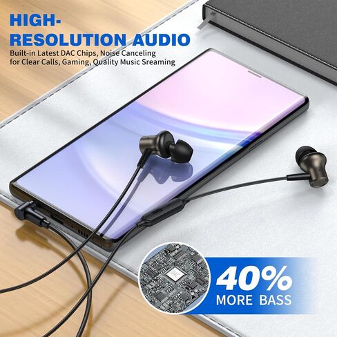 Wired Earbuds for School Chromebook Laptop PC, Noise Canceling Ear Buds with 3.5mm Plug in Audio Jack Mic/Mute HiFi Stereo Wired Headphones Corded Earphones for Kindle Fire Nintendo Switch MP3, Grey in Saudi Arabia