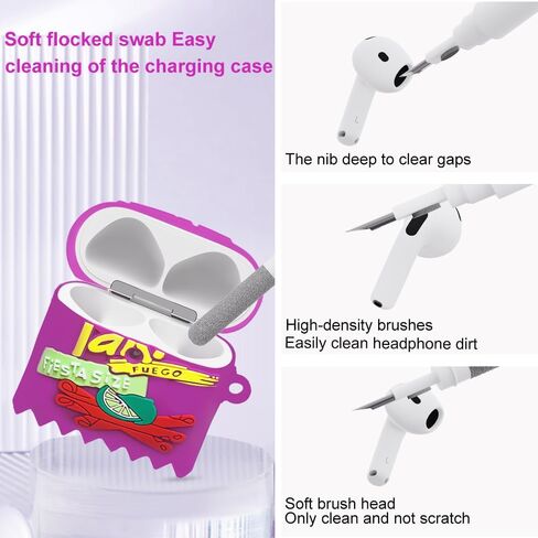 حافظة لطيفة على شكل بطاطس أرجوانية لأجهزة AirPods 4، غطاء حماية مقاوم للصدمات من السيليكون ثلاثي الأبعاد مع قلم تنظيف وإكسسوارات سلسلة مفاتيح لأجهزة Apple Airpods الجيل الرابع in Saudi Arabia