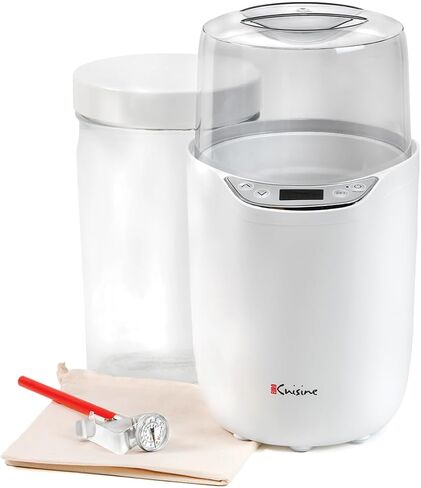 Euro Cuisine YM260 Probiotic & Greek Yogurt Maker Machine with 2 Quart Glass Jar (64 Oz.), White, 2025 Edition, Adjustable Time & Temperature Control in Kuwait