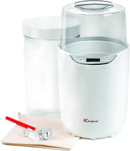 Euro Cuisine YM260 Probiotic & Greek Yogurt Maker Machine with 2 Quart Glass Jar (64 Oz.), White, 2025 Edition, Adjustable Time & Temperature Control in Kuwait