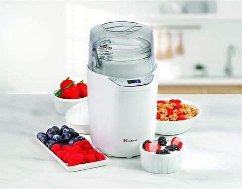 Euro Cuisine YM260 Probiotic & Greek Yogurt Maker Machine with 2 Quart Glass Jar (64 Oz.), White, 2025 Edition, Adjustable Time & Temperature Control in Kuwait