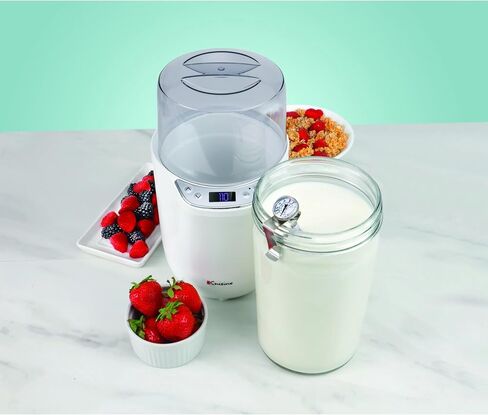 Euro Cuisine YM260 Probiotic & Greek Yogurt Maker Machine with 2 Quart Glass Jar (64 Oz.), White, 2025 Edition, Adjustable Time & Temperature Control in Kuwait