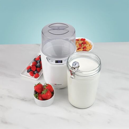 Euro Cuisine YM260 Probiotic & Greek Yogurt Maker Machine with 2 Quart Glass Jar (64 Oz.), White, 2025 Edition, Adjustable Time & Temperature Control in Kuwait