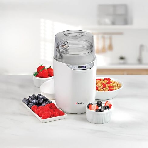 Euro Cuisine YM260 Probiotic & Greek Yogurt Maker Machine with 2 Quart Glass Jar (64 Oz.), White, 2025 Edition, Adjustable Time & Temperature Control in Kuwait