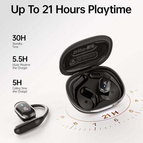 Outfits Open Ear Headphones, Wireless Bluetooth 5.4 Open Ear Earbuds Lightweight Over Ear Ear Buds with Mic IPX7 Waterproof Running Sports Exercise Earbuds (Black) in Kuwait