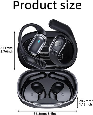 Outfits Open Ear Headphones, Wireless Bluetooth 5.4 Open Ear Earbuds Lightweight Over Ear Ear Buds with Mic IPX7 Waterproof Running Sports Exercise Earbuds (Black) in Kuwait