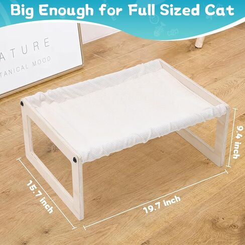 Cat Bed, Elevated Pet Bed, 20 X 16 Inch Large Breathable Cat Bed, Wooden Cat Hammock for Kitty, Puppy, Rabbit, Bunny and Small Pets, Elevated Pet Furniture Sleeping Bed in Saudi Arabia