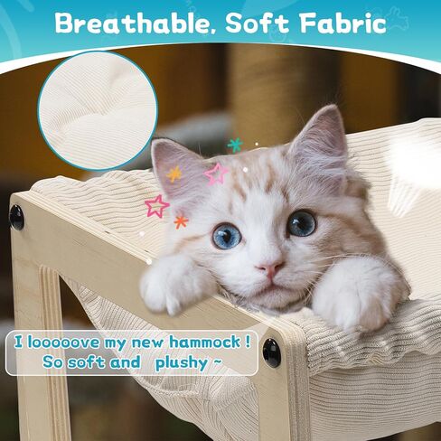 Cat Bed, Elevated Pet Bed, 20 X 16 Inch Large Breathable Cat Bed, Wooden Cat Hammock for Kitty, Puppy, Rabbit, Bunny and Small Pets, Elevated Pet Furniture Sleeping Bed in Saudi Arabia