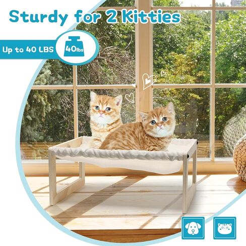 Cat Bed, Elevated Pet Bed, 20 X 16 Inch Large Breathable Cat Bed, Wooden Cat Hammock for Kitty, Puppy, Rabbit, Bunny and Small Pets, Elevated Pet Furniture Sleeping Bed in Saudi Arabia