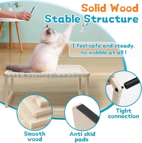 Cat Bed, Elevated Pet Bed, 20 X 16 Inch Large Breathable Cat Bed, Wooden Cat Hammock for Kitty, Puppy, Rabbit, Bunny and Small Pets, Elevated Pet Furniture Sleeping Bed in Saudi Arabia
