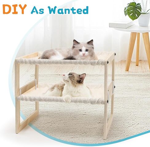 Cat Bed, Elevated Pet Bed, 20 X 16 Inch Large Breathable Cat Bed, Wooden Cat Hammock for Kitty, Puppy, Rabbit, Bunny and Small Pets, Elevated Pet Furniture Sleeping Bed in Saudi Arabia