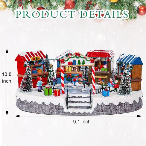 Bdor Christmas Village Lighted Decoration with Carousel, Ferris Wheel, Skaters | 11.4 x 10.4 x 7.7 Inches Animated Holiday Scene with Music & LED Lights for Indoor Home Décor in Kuwait