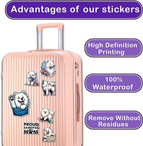 Pack 50 PCS Siberian Husky Stickers Cute Dog Waterproof Vinyl Decals Decor Laptop Water Bottles Luggage Phone Case Car Bumper Stakeboard Scrapbooking Gift for Kid Teen Adult in Saudi Arabia