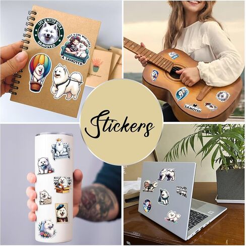 Pack 50 PCS Siberian Husky Stickers Cute Dog Waterproof Vinyl Decals Decor Laptop Water Bottles Luggage Phone Case Car Bumper Stakeboard Scrapbooking Gift for Kid Teen Adult in Saudi Arabia