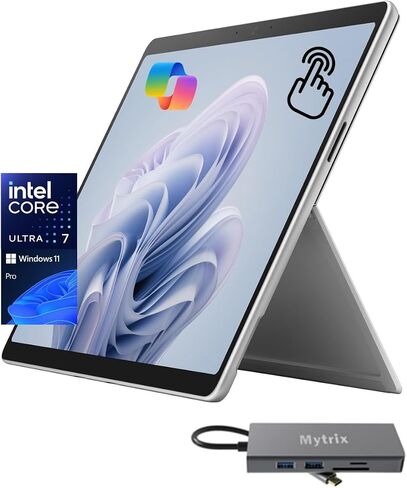 كمبيوتر لوحي Microsoft Surface Pro 10 مقاس 13 بوصة 2880x1920 120 هرتز يعمل باللمس يعمل بالذكاء الاصطناعي للأعمال، Intel 16-Core Ultra 7 165U يدعم مساعد Copilot AI، ذاكرة الوصول العشوائي 16 جيجابايت، 512 جيجابايت SSD، 2X Thunderbolt 4، ويندوز 11 برو، أسود in Saudi Arabia