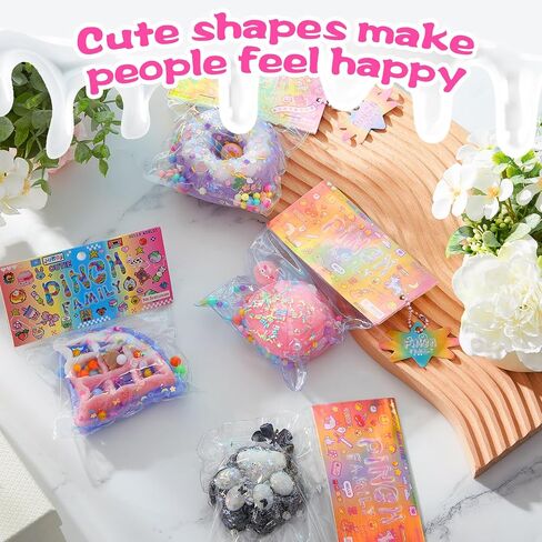 4 Pcs Taba Squeeze Cat Paw Donut Stress Ball Pinch Cute PVC Sensory Toys for Relieving Fidget Rising Animal Shaped Novelty Things Xmas Birthdays Cosplay Party Opp Packaging Gift Decorations in Saudi Arabia