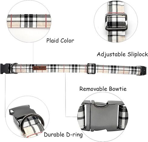Dog Collars, Plaid Print Pet Collar Durable Metal Collar Soft Girl Boy Dog Collars Adjustable Dog Collar for Large Dogs in Kuwait