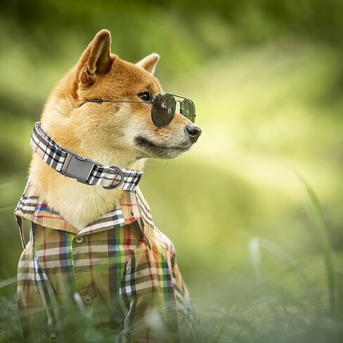 Dog Collars, Plaid Print Pet Collar Durable Metal Collar Soft Girl Boy Dog Collars Adjustable Dog Collar for Large Dogs in Kuwait