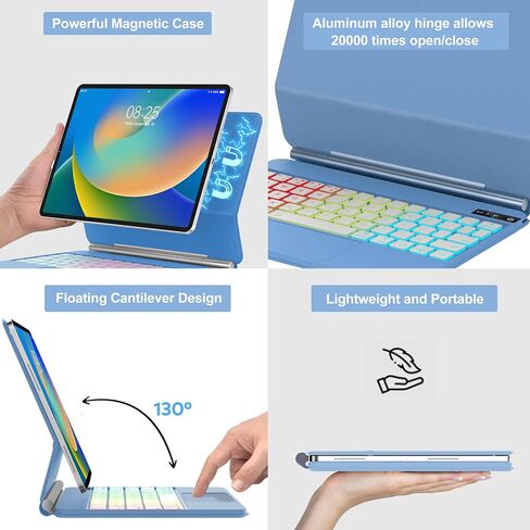 Magic Keyboard Case for iPad Air 11-inch (M2) 2024 / iPad Pro 11 inch (4th/3rd/2nd/1st Gen) / iPad Air 5th 4th Gen - Magnetic Folio Smart Keyboard Cover with Backlit Multi-Touch Trackpad - Black in Saudi Arabia