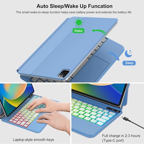 Magic Keyboard Case for iPad Air 11-inch (M2) 2024 / iPad Pro 11 inch (4th/3rd/2nd/1st Gen) / iPad Air 5th 4th Gen - Magnetic Folio Smart Keyboard Cover with Backlit Multi-Touch Trackpad - Black in Saudi Arabia