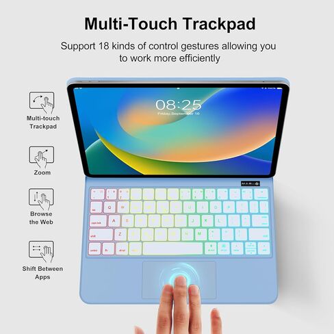 Magic Keyboard Case for iPad Air 11-inch (M2) 2024 / iPad Pro 11 inch (4th/3rd/2nd/1st Gen) / iPad Air 5th 4th Gen - Magnetic Folio Smart Keyboard Cover with Backlit Multi-Touch Trackpad - Black in Saudi Arabia