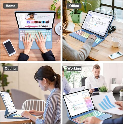 Magic Keyboard Case for iPad Air 11-inch (M2) 2024 / iPad Pro 11 inch (4th/3rd/2nd/1st Gen) / iPad Air 5th 4th Gen - Magnetic Folio Smart Keyboard Cover with Backlit Multi-Touch Trackpad - Black in Saudi Arabia