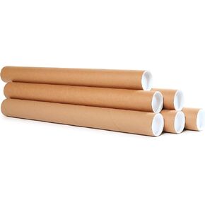 Mailing Tubes with Caps - Premium Kraft Cardboard Tubes for mailing - Shipping Tubes for posters - Size 2" x 24" (5)