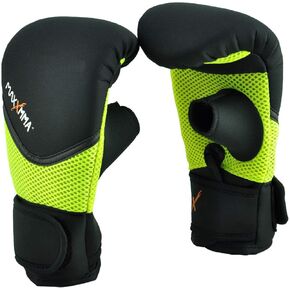 MaxxMMA Neoprene Washable Heavy Bag Gloves - Boxing Punching Training (Neon Yellow, S/M)
