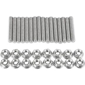 X AUTOHAUX 16pcs Stainless Steel Exhaust Manifold Bolt Stud Hardware for Ford 4.6 5.4 Liter V8 2 Manifolds