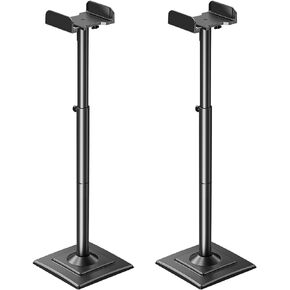 MOUNTUP Universal Speakers Stands Pair 34" to 43.3" Height Adjustable Holds Bookshelf Speakers Satellite Speakers Up to 11LBS Cable Concealing 1 Pair Spring-Loaded Plate Extends to 10" MU9138 Black