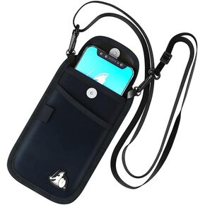 DefenderShield EMF and 5G Radiation Protection Cell Phone Crossbody Pouch with Straps - Lightweight Large Pouch, Fits Most Smartphones and Electronics 7.5 x 4 in (Black)