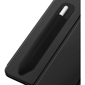 ملصق حامل أقلام MoKo يناسب قلم Apple (USB-C)، قلم Apple الجيل الأول/الثاني، جراب لاصق مرن لجيب القلم الرصاص متصل بحافظة iPad لأقلام القلم، أسود