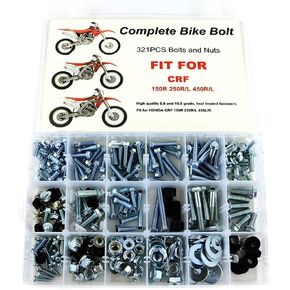 Xitomer 321 PCS Bolts Kit For CRF150R CRF250R CRF250X CRF450R CRF450X CR60 CR80 CR85 CR125 CR250 CR450 CR500 CR125R CR250R, Plastics Engine Body Frame Exhaust Fasteners Fenders Bolts Kit
