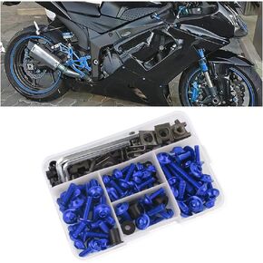 177PCS Motorcycle Fairing Bolt Kit,M5 M6 Aluminum Screws Bolts Fasteners of Fairings for Motorcycle Accessories,Universal Motorcycle Windshield Bolts,Professional Auto Parts (Blue)