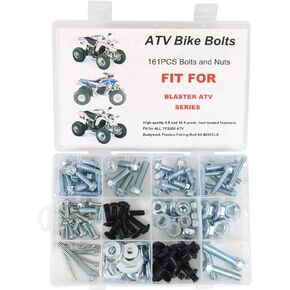 Xitomer Plastic Body Engine Frame Exhaust Bolt Kit (161PCS), Fit for Blaster YFS200 ATV QUAD, Fairing bodywork Bolts (Zinc Color)