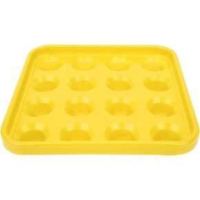 Billiard Ball Holder Tray, Pool Ball Tray, Wear‑Resistant Anti‑Drop 16 Holes for Snooker Pool Halls(Yellow)