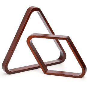 TOPZEA Set of 2 Wooden Billiard Ball Racks, Vintage Solid Wood 8-Ball Triangle Ball Rack 9-Ball Diamond Rack Set Table Pool Balls Racks for Standard 2-1/4" Balls, Snooker, Pool Table Accessories