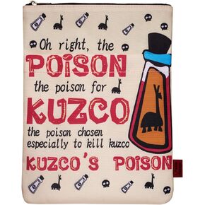 حافظة كتب كرتونية من LParkin Poison Kuzco مع سحاب لمحبي الكتب، حقيبة حماية لاما كيس الأباطرة Yzma