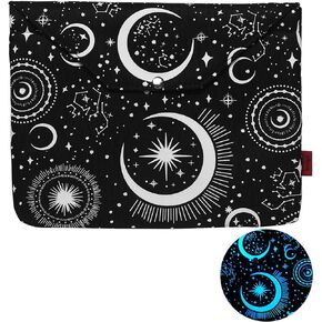 Glow in The Dark Moon and Star, Book Sleeve with Button and Extract Pocket, Book Covers for Paperback, 11 x 9 Inch, Book Lovers Gifts