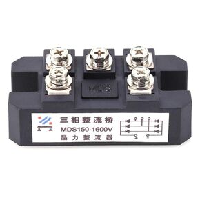 150A 1600V MDS150-16 Three-Phase Bridge Rectifier,Portable 3‑Phase Diode Bridge Rectifier,Excellent Power Cycling and Temperature Features,for PWM Inverter Electric Current Input,Battery Charging