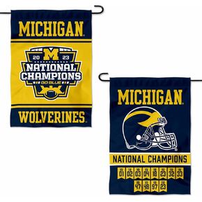Michigan Team University Wolverines 12 Time Football National Champions Double Sided Garden Banner Flag
