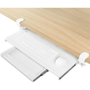 VIVO Large Keyboard Tray Under Desk Pull Out Platform with Pencil Drawer, Extra Sturdy C Clamp Mount, 27 (33 Including Clamps) x 11 inch Slide-Out Tray with Storage Drawer, Black, MOUNT-KB05-4D