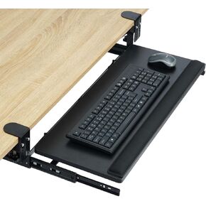 صينية لوحة مفاتيح TOPSKY قابلة للتعديل تحت المكتب، مقاس 26.8 بوصة × 11 بوصة، لوحة مفاتيح قابلة للسحب وصينية ماوس مع آلية مائلة ومشبك C للمنزل والمكتب (بني ريفي) in Kuwait