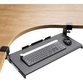 ErGear Keyboard Tray Under Desk, Corner Keyboard Tray with 45° Adjustable C Clamp for L Shaped Desk, Under Desk Keyboard Tray Slide Out, Computer Keyboard & Mouse Tray, 26.38" W x 11.61" D, Black