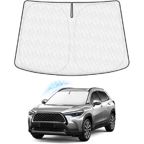 KUST Windshield Shade Custom Fit for Toyota Corolla Cross 2022 2023 2024 Sun Shade Front Windshield Sun Visor Foldable Thicker 5-Layer Block Heat and Sun UV Rays