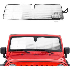 Windshield Sunshade Sun Shade Heat Shield Sun Visor Mat Compatible with Jeep Wrangler Rubicon Sahara TJ JK JKU 2 Door & 4 Door