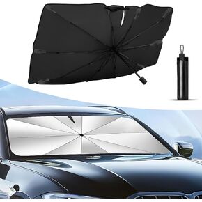 JDDRY Umbrella Sun Shade for Car Front Windshield 1Pack,Car Shades for Windshield,2024 Upgrade Car Umbrella Shade for Block UV Rays Keep Car Cool,Fit for Small Car/Roadster(S,49.2"x25.5")